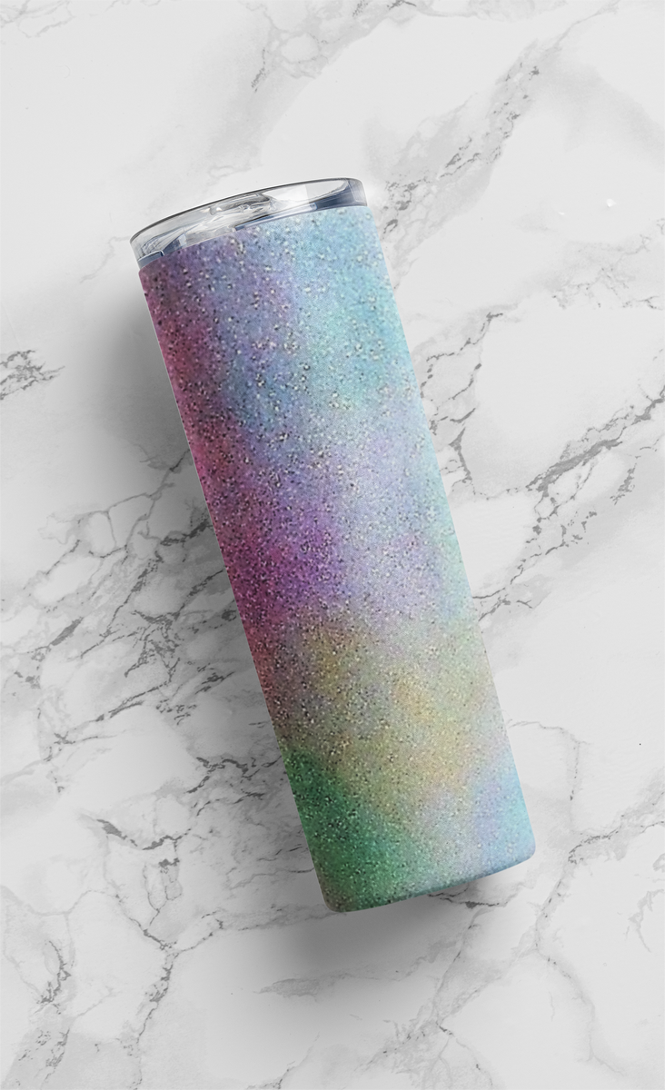 Tall Dazzling Jewel Holographic Tumbler - Rainbow