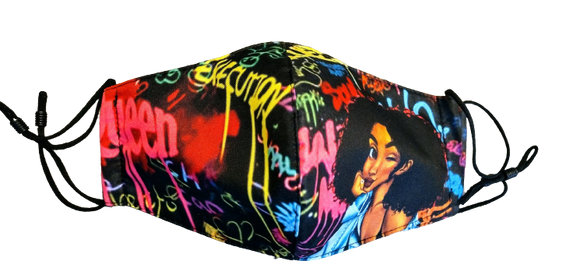 Colorful Afro Girl Facemask