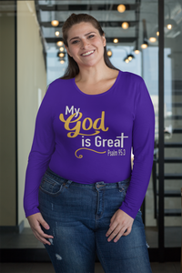 "For the Lord is a great God, and a great King above all gods." This tee displays a daily reminder of how Great our God is.   *Unisex fit- see sizing chart  * Long sleeve  *Ultra-Cotton
