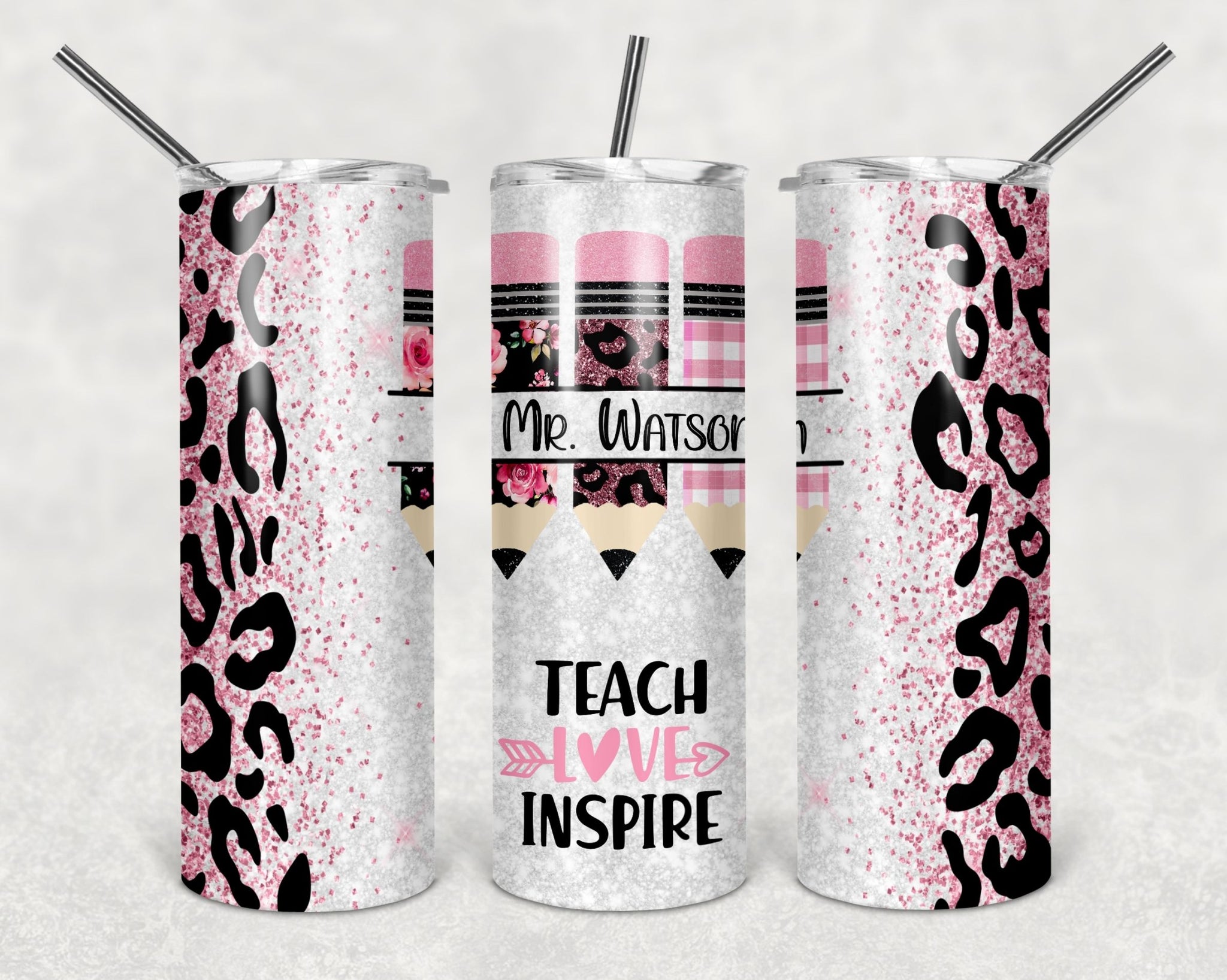 Teacher Inspiration, Rainbow Crayon,20oz Skinny Tumbler Custom