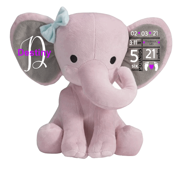 Personalized Birth Stat Elephant